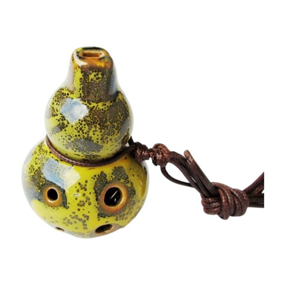 Ceramic Ocarina in Key of C for Beginners, Six Hole Small Wind Instrument with Lanyard for Music Lessons and Home Study