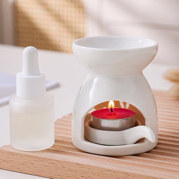 Ceramic Oil Burner, High-Grade Glazed Candle Holder for Aromatherapy, Wickless Tealight Warmer for Home Decor Spa Gift (Style D)
