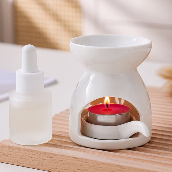 Ceramic Oil Burner, High-Grade Glazed Candle Holder for Aromatherapy, Wickless Tealight Warmer for Home Decor Spa Gift (Style F)