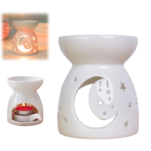 Ceramic Oil Burner, High-Grade Glazed Candle Holder for Aromatherapy, Wickless Tealight Warmer for Home Decor Spa Gift (Style H)