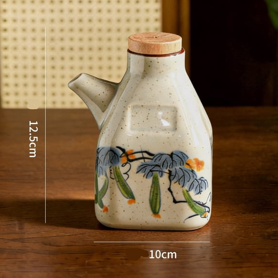 Ceramic Oil Dispenser 320ml Unique Pattern Precise Pouring Pot for ...