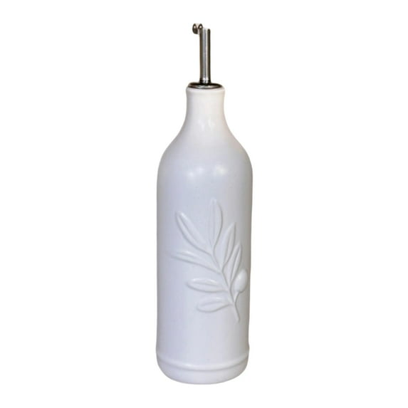 Ceramic Olive Oil Dispenser Bottle Vinegar Storage Container Sauce Bottle Embossed 500ml Restaurant Cooking