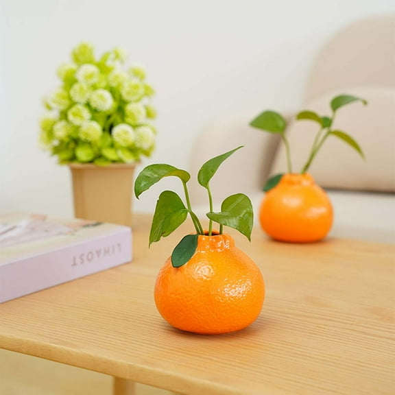 Ceramic Orange Vase Under $5! Yannianjz Orange Shape Ceramic Vase, Small Flower Vase for Hydroponic Greenery, Decorative Vase for Living Room Desk, Ins Style Mini Vase