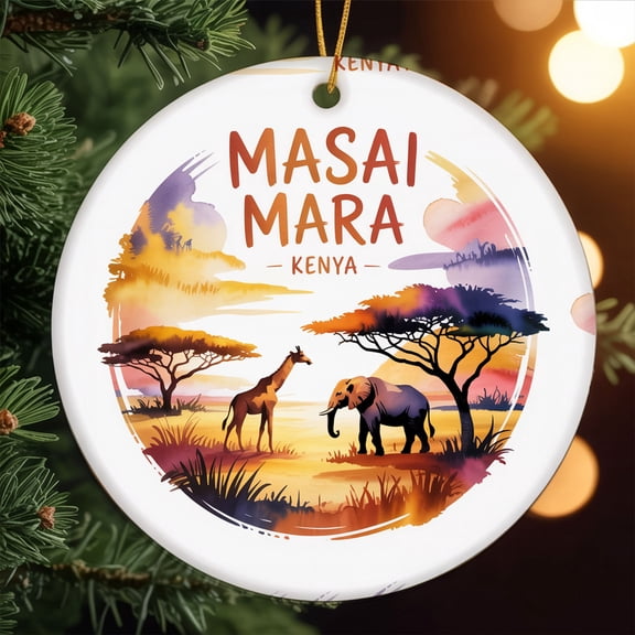 Ceramic Ornament – Masai Mara Kenya Travel Souvenir – Personalized Christmas Decoration, Custom Holiday Ornament Gift for Couples, Family, Friends, Vacation Keepsake 190OR61