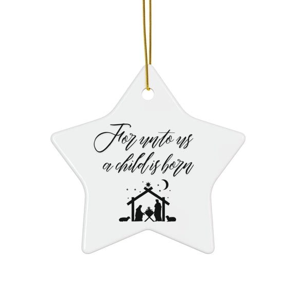 Ceramic Ornament - Star Shaped Holiday Decor, Perfect for Christmas, Baby Showers, Religious Gifts, Keepsake Decoration