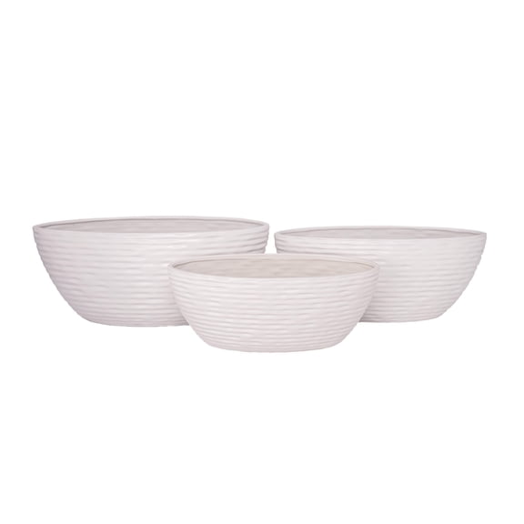 Ceramic Oval Pot Set of Three Matte Finish-8.50"H
