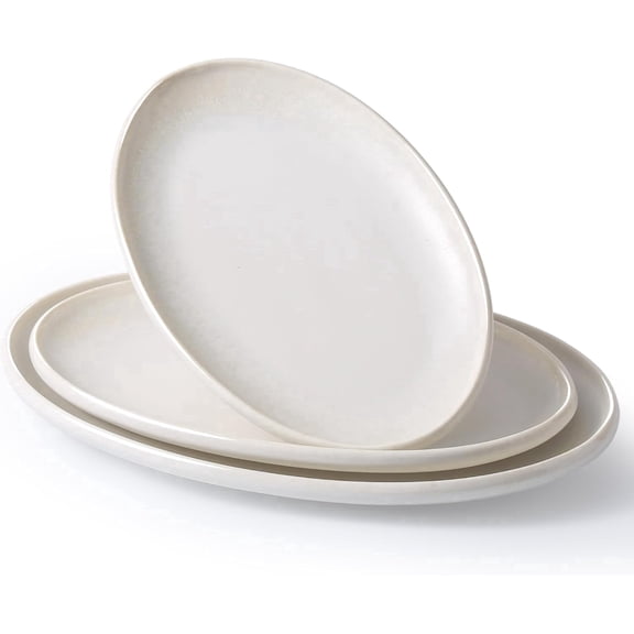 Ceramic Oval Serving Platters Set of 3, Large Porcelain Platters 15.75", 13.75", 12", Lead-Free, Oven & Dishwasher Safe for Dinner, Turkey, Salad, Fruit, Caramel Brown