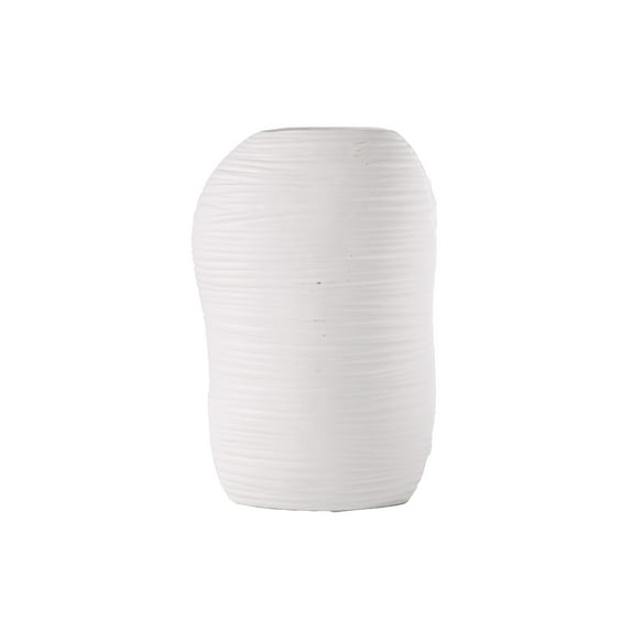 Ceramic Oval Tall Irregular Vase Matte Finish White-18.50"H