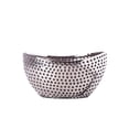 thumbnail image 1 of Ceramic Oval Vase with Bended Rim Mouth & Dark Pressed Pattern Design Body, Gloss Silver, 1 of 1