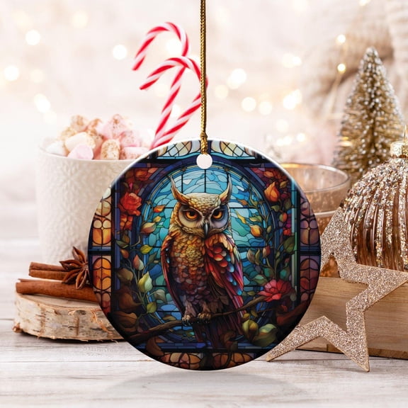 Ceramic Owl Art Ornament, Colorful Owl Window Hanging, Handcrafted Owl Suncatcher Decor, Unique Owl Gift Idea for Home