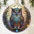 thumbnail image 1 of Ceramic Owl Christmas Ornament - Hanging Owl Decor for Christmas Tree, Gifts & Holiday Presents - Christmas Ornament - Holiday Tree Decoration - Ceramic Keepsake - Gift for Women..., 1 of 6
