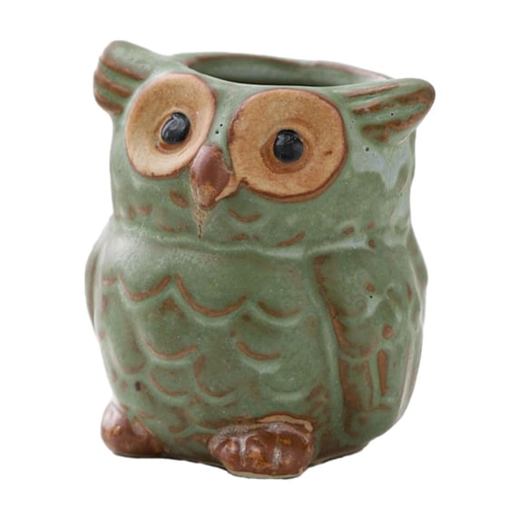Ceramic Owl Planter Pot, Cute Animal Succulent Pots & Groot Planters for Indoor Plants - Modern Tiny Flower Containers with Drainage, Home Office Decor Gift D by ZZyuan