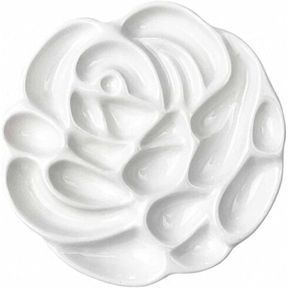 Ceramic Paint Palette, Rose Wave Design, 5.83-Inch, White