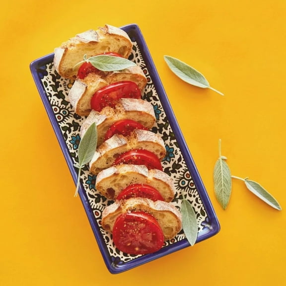 Ceramic Palestine Blue Floral Rectangle Platter