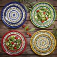 thumbnail image 1 of Ceramic Palestine Colorful Vine Dinner Plates Salad Plates Set, 1 of 4