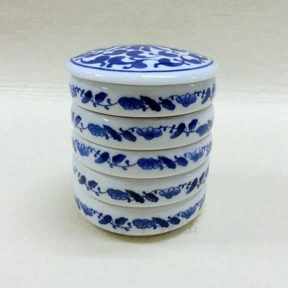 Ceramic Palette Five Layers Watercolor Chinese Painting Palette Ink Stone -