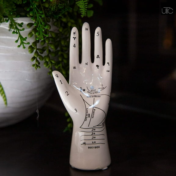 Ceramic Palmistry Hand Decor Gloss Finish White