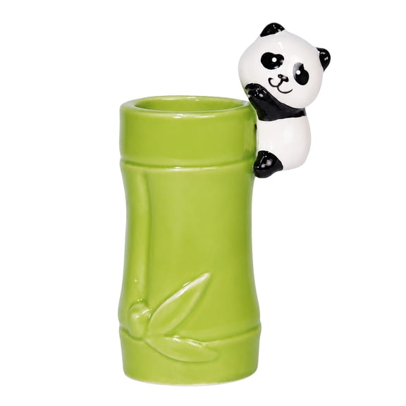 Ceramic Panda Shaped Pen Pencil Holder for Desk Decoration Accessories Panda Decor Makeup Brush Pen Cups Succulent Plant Pot Office Home Ideal Gifts for Women, Mom or Birthdays (black)
