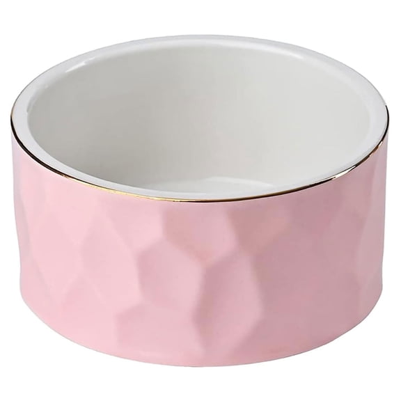 Ceramic Paper Clip Holder with Gold Trim, Modern Minimalist Design Desk Organizer for Binder Clips & Office Supplies Pink