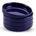 Ceramic Pasta Bowls Set of 4, Wide & Shallow, Cobalt Blue Stoneware ...