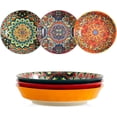 thumbnail image 1 of Ceramic Pasta Bowls Set - 8 inch 32 oz Serving Bowls, of 6, Colorful Dinner for Soup,Salad, and Pasta, Kitchen, Microwave, Dishwasher Safe, mexican, Bohemian Style, 1 of 3