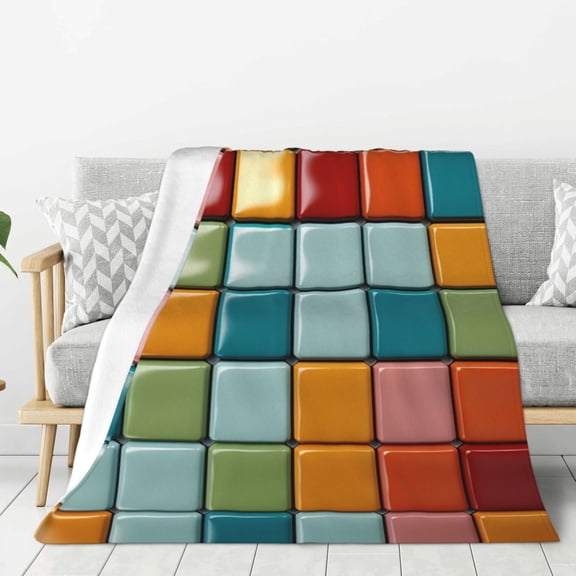 Ceramic Pattern Colorful Lightweight Plush Fuzzy Cozy Soft Blankets 40"X30"