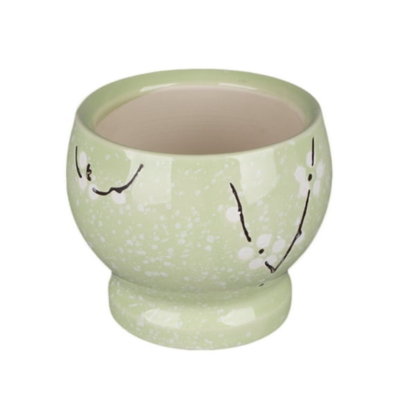 Ceramic Pattern Mortar & Pestle Set, with Elegant White Flower Spots and Wooden Pestle, Grinder Spice Herb Grinder Kitchen Tool, 3.7 In