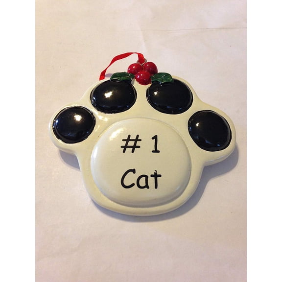Ceramic Paw Print Christmas Ornament "#1 Cat"