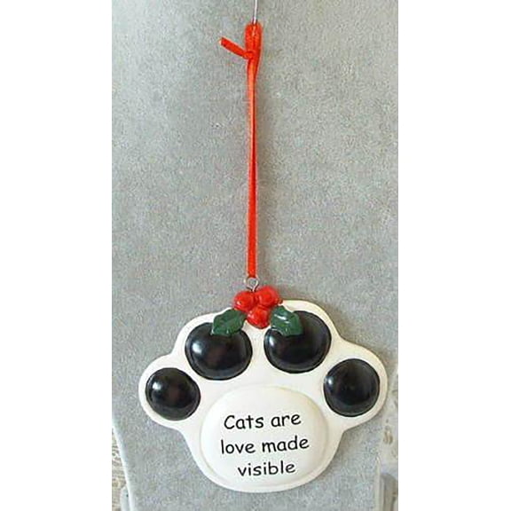 Ceramic Paw Print Christmas Ornament "Only My Cat Understands"