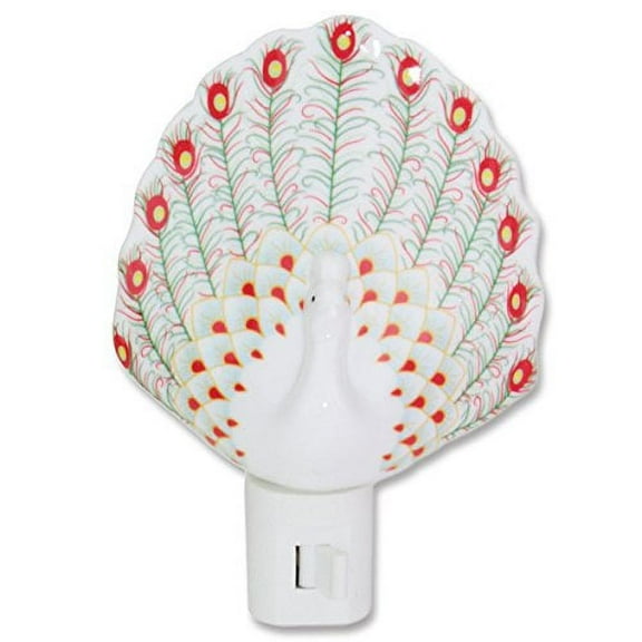 Ceramic Peacock Plug-in Night Light Home Decor Birthday Housewarming Congratulatory Blessing Gift -D