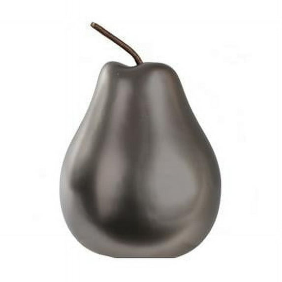 Ceramic Pear Figurine, Chrome Gunmetal Gray - Small