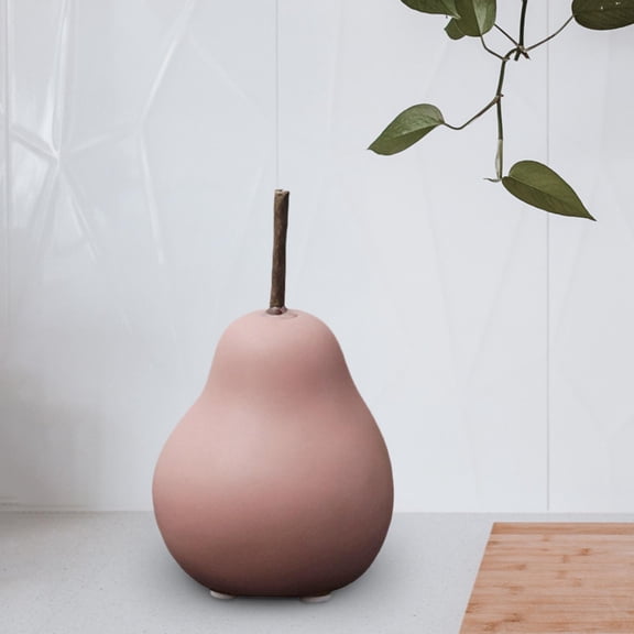 Ceramic Pear Figurine Decorative Fruit Sculpture for Home Table Porch Decoration Pink 6.5cmx11cm