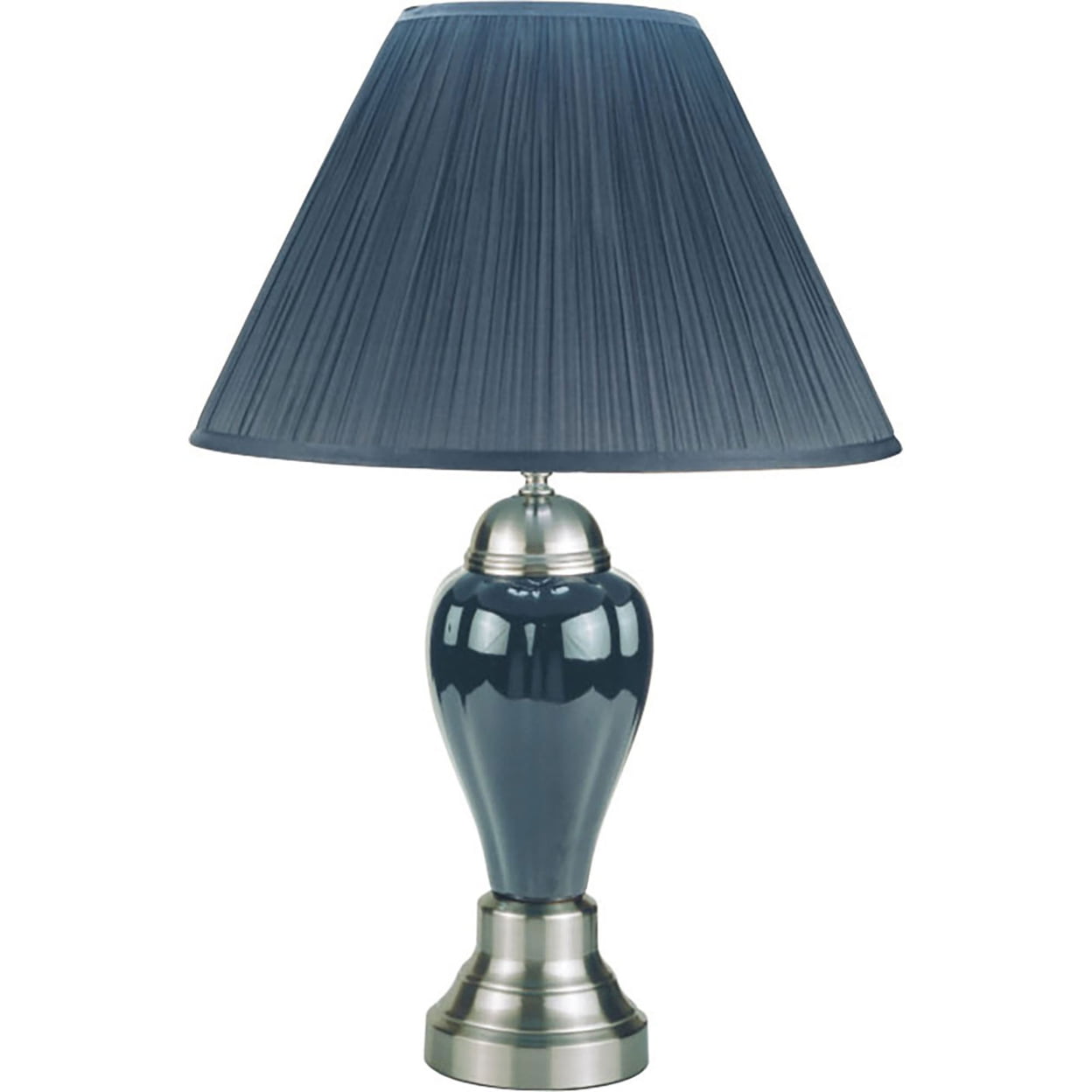 Ceramic Pedestal Base Table Lamp with Pleated Empire Shade, Blue and silver  - Saltoro Sherpi - Walmart.com, image size:1248x1248