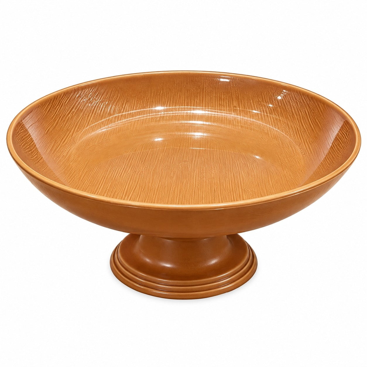 Ceramic Pedestal Serving Bowl, 8.3 Inch Footed Fruit Bowl with Wood ...