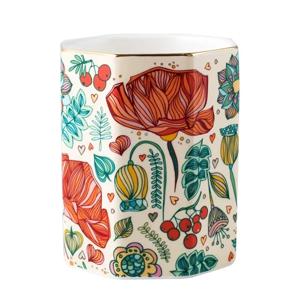 Ceramic Pen Holder For Desk Cute Flower Stand Pencil Cup Pot Desk Organizer M...