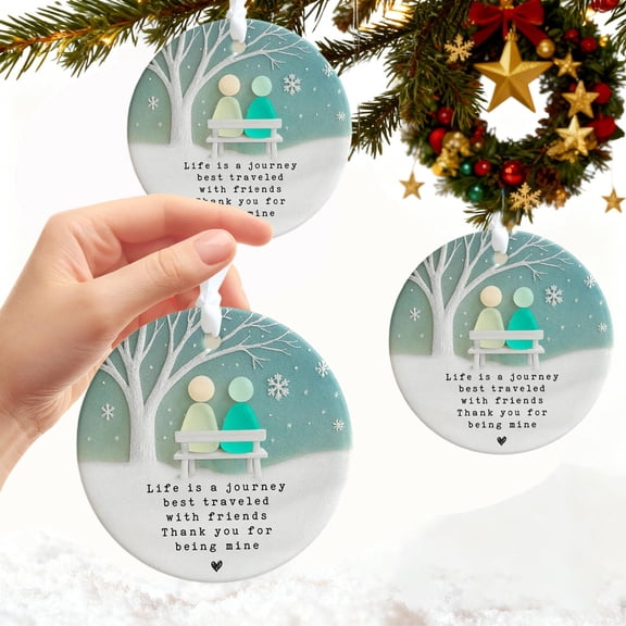 Ceramic Pendants 2D Blue Ceramic Heart Shaped Hanging Pendant Friendship Gift Christmas Decorative Holiday Decor Multi Scene Warm Gift,8cm(1PCS) JASKFLY