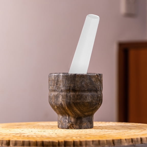 OUNONA Ceramics Garlic Masher and Food Muddler with Long Handle for Kitchen Use 12cm