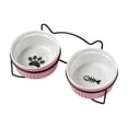 thumbnail image 1 of Ceramic Pet Bowls Cats Dog Non Tipping Food and Water Dishes Double Bowl Set for Feeding and Drinking Suitable for Small To Medium Sized Dogs and Cats, 1 of 6