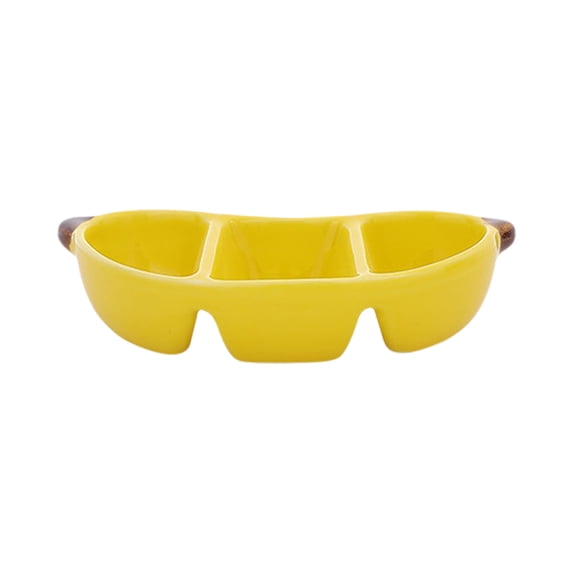 Ceramic Pet Dog Bowls,Banana Shaped 2 in 1 Pet Feeding Bowls and Water Bowl for Small Dogs,Cute Household Pet Daily Feeding Supply