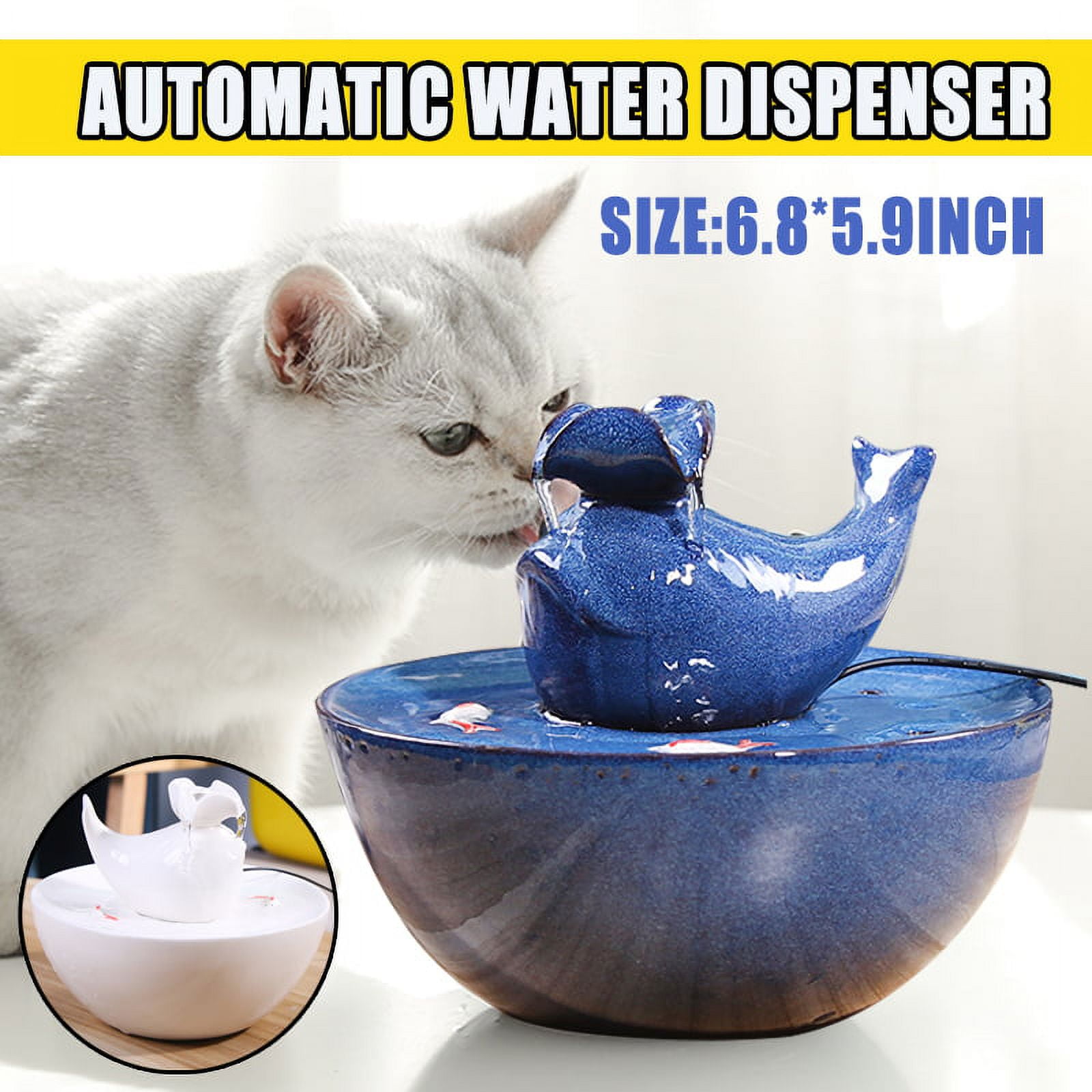 Ceramic Pet Drinking Fountain Ultra Quiet Water Fountains for Cats and Dogs Circulating Pet Water Dispenser Color White Pink Blue
