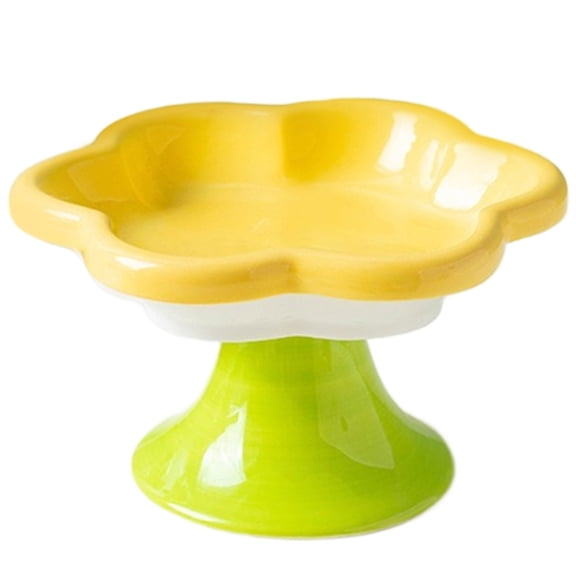 Yiran Elevated Neck-Protective Snack Plate, Yellow Flower