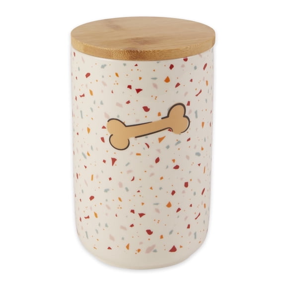 Bone Dry Ceramic Pet Treat Canister, 4x6.5 Inches, Terrazzo