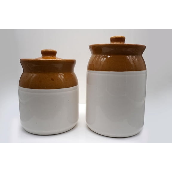 Ceramic Pickle Jars with Lid | Barni | Containers | Storage Jar for spice chatni | hand Painted Ceramic Barni | Achar ki Barni | Dining Table Container (500 ml and 1000 ml)