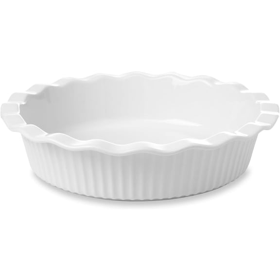 Ceramic Pie Pan for Baking 23 cm / 9 inch, Deep Round Pie Dish 1500 ml / 50 oz, Pie Plate with Fluted Rim, Porcelain Baking Dish for Apple Pie, Quiche, Tart, Cake Oven & Microwave Safe
