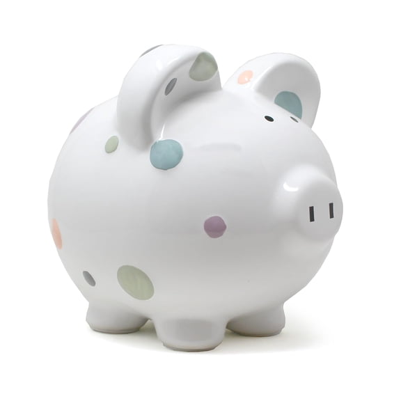 Ceramic Piggy Bank for Girls Pastel Multi Dot