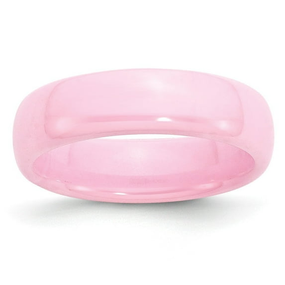 Ceramic Pink 6mm Polished Band Ring - Size 6