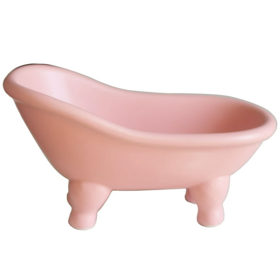Ceramic Pink Clawfoot Bathtub Bar Soap Dish for Bathroom Shower Decorative Soap Dish Sponge Holder Shower Bar Soap Tray Container for Bathroom, Kitchen Sink