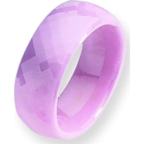 Ceramic Pink Faceted 7.5mm Awareness Ring Size 7