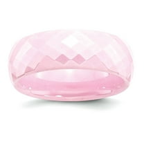 Ceramic Pink Faceted 7.5mm Polished Band Ring Size 5.5 Ring for Women and Men