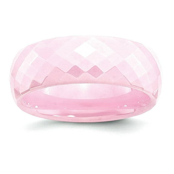 Ceramic Pink Faceted 7.5mm Polished Band Ring Size 5.5 Ring for Women and Men